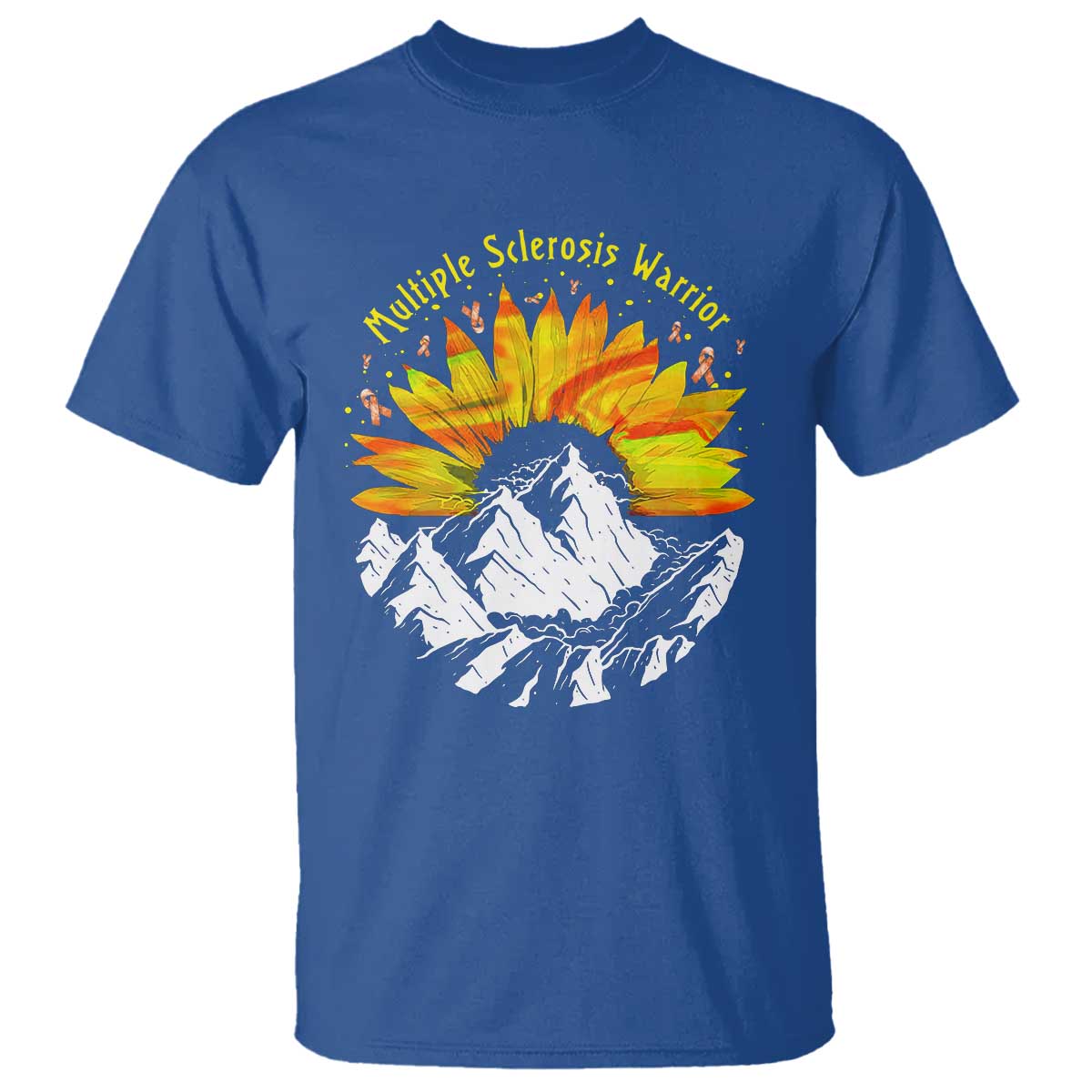MS Warrior T Shirt Orange Ribbon Sunflower Multiple Sclerosis Support