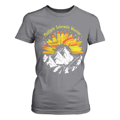 MS Warrior T Shirt For Women Orange Ribbon Sunflower Multiple Sclerosis Support