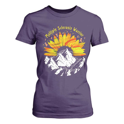 MS Warrior T Shirt For Women Orange Ribbon Sunflower Multiple Sclerosis Support