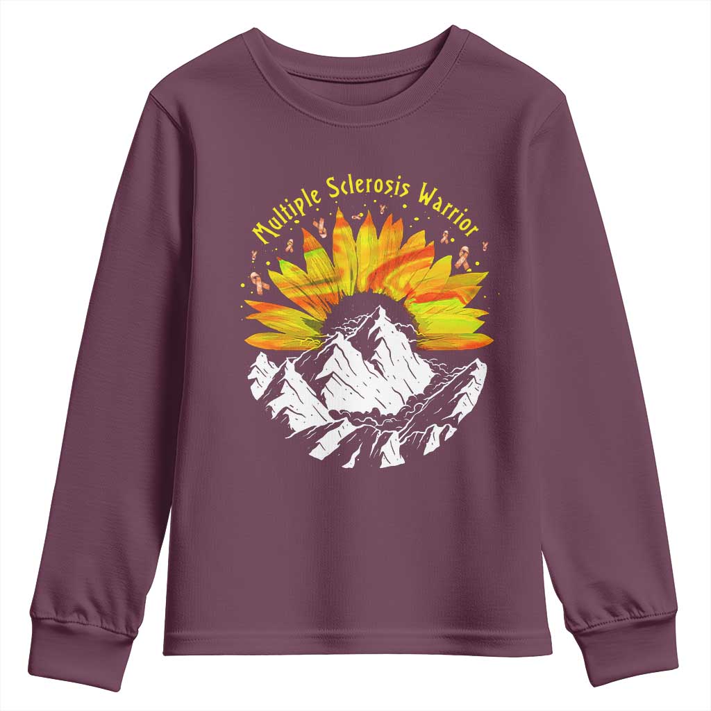 MS Warrior Youth Sweatshirt Orange Ribbon Sunflower Multiple Sclerosis Support