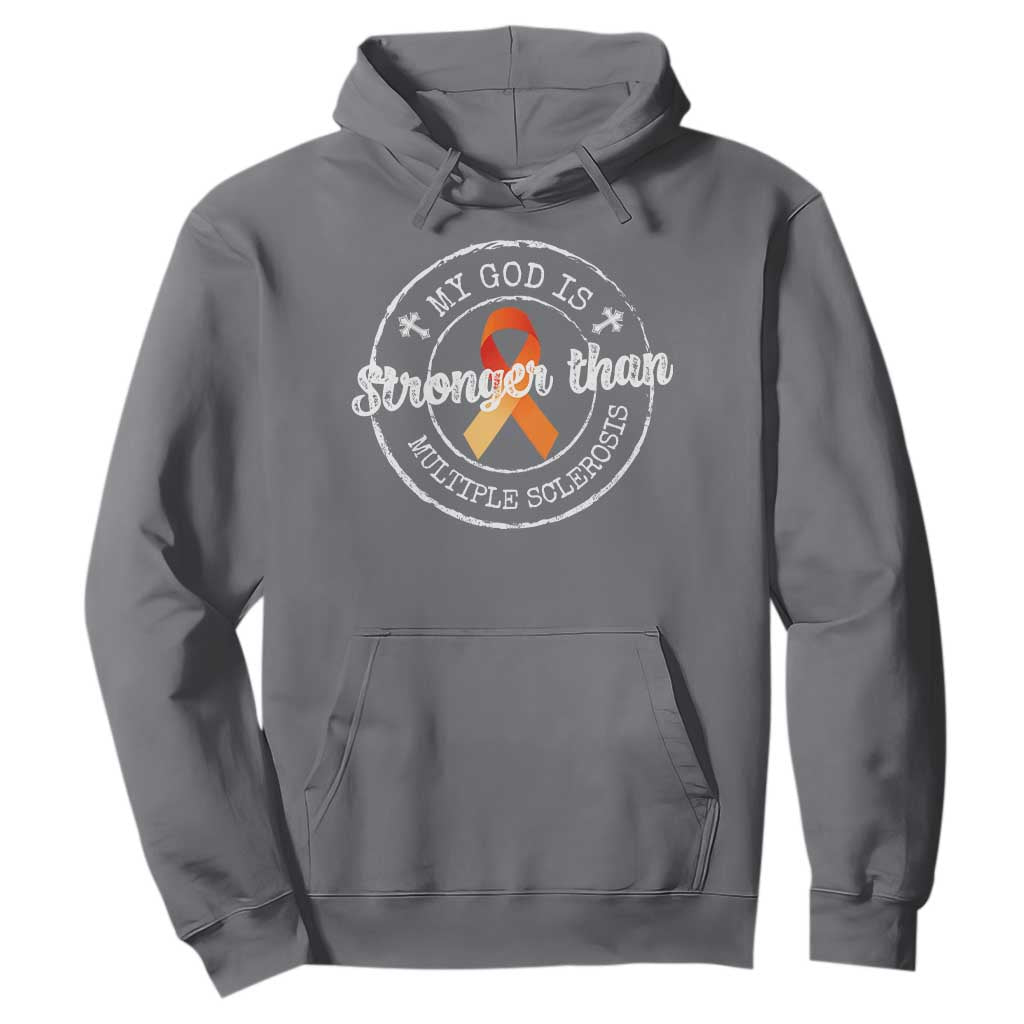 MS Support Hoodie Orange Ribbon God Stronger MS