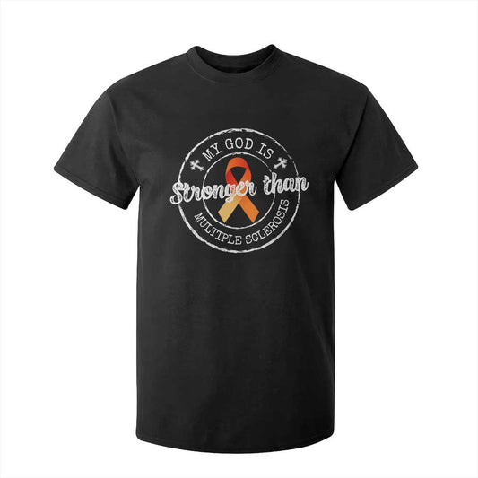 MS Support T Shirt For Kid Orange Ribbon God Stronger MS