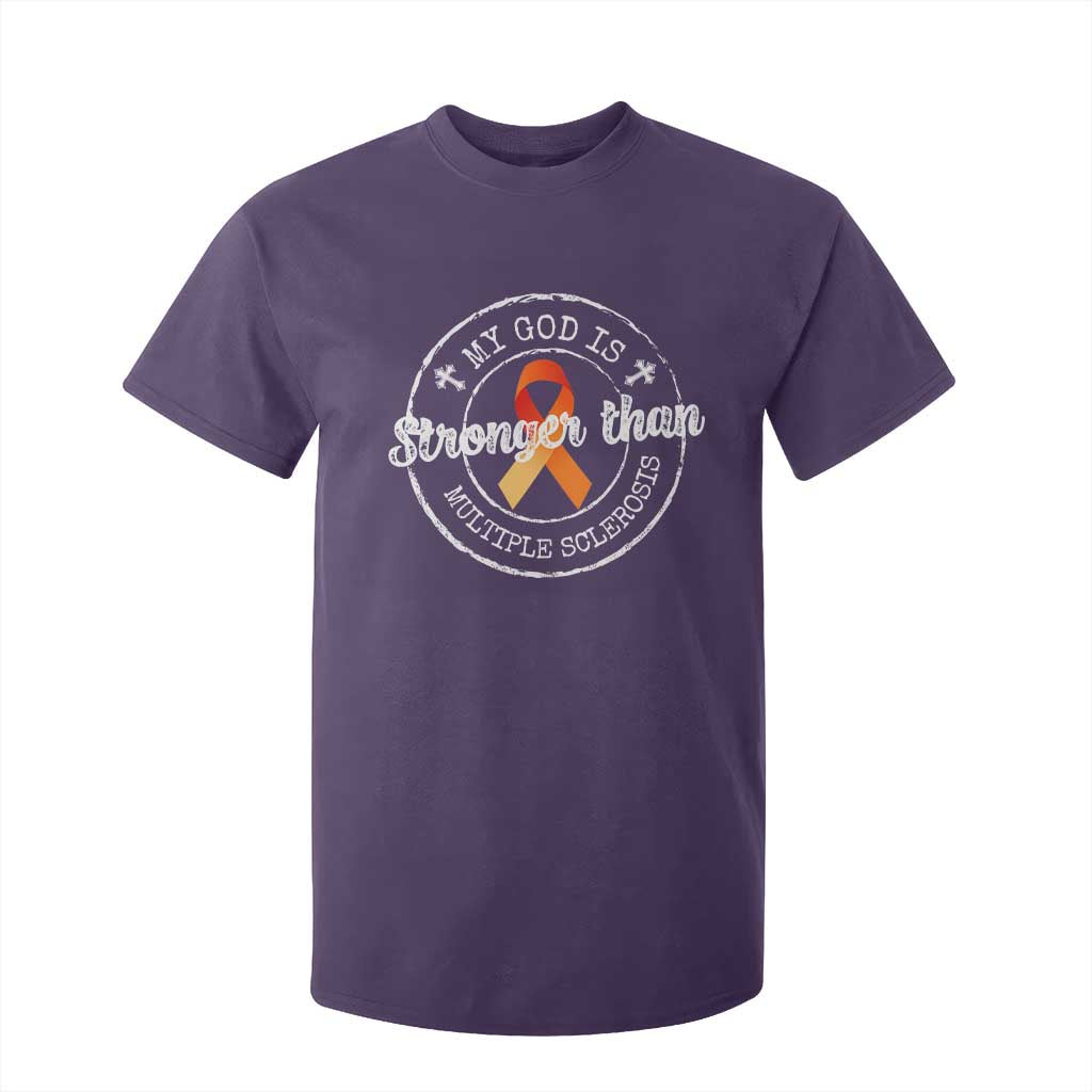 MS Support T Shirt For Kid Orange Ribbon God Stronger MS