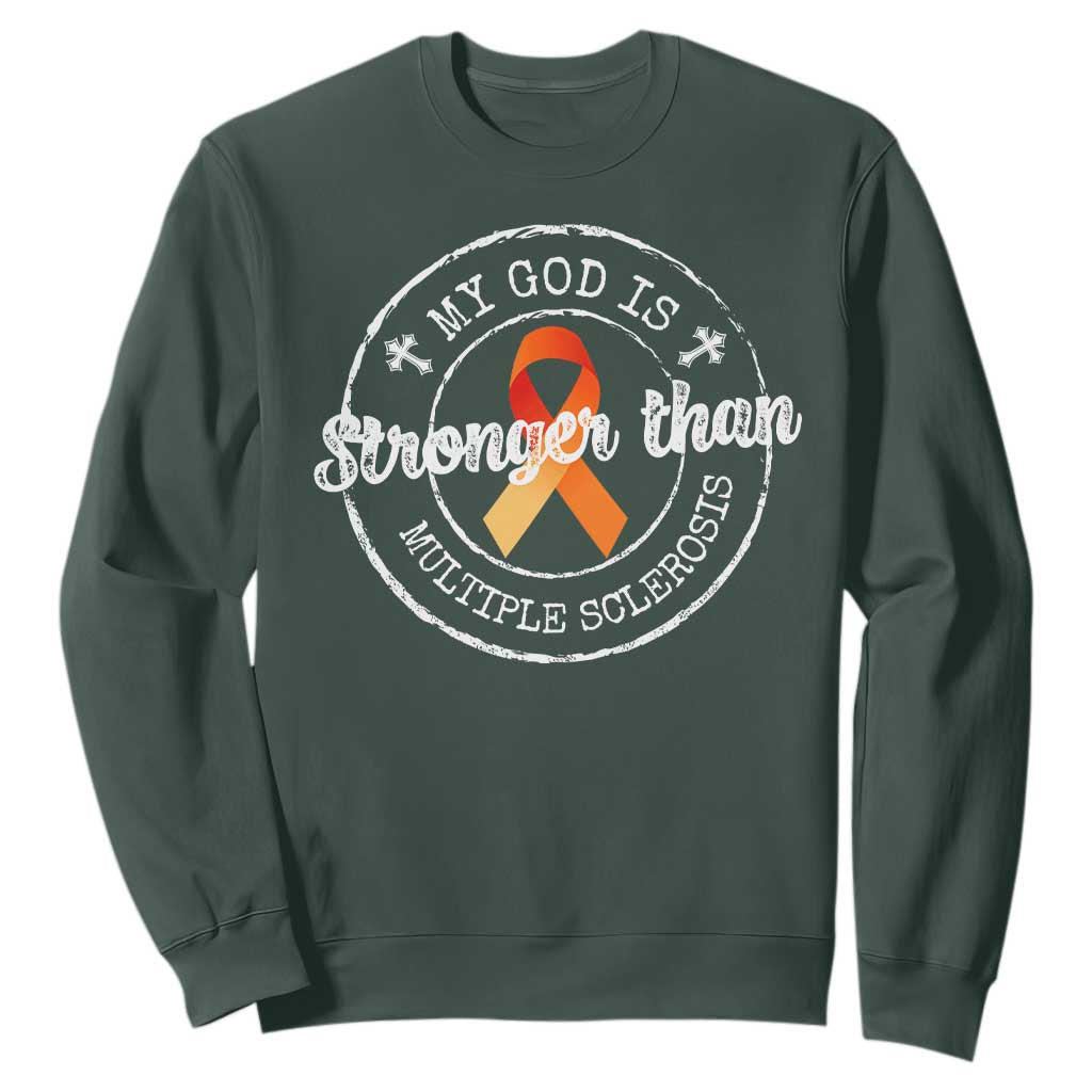 MS Support Sweatshirt Orange Ribbon God Stronger MS