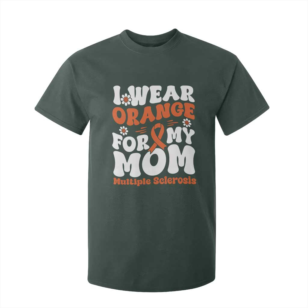 Multiple Sclerosis Support T Shirt For Kid Orange Ribbon I Wear Orange For My Mom Fight MS