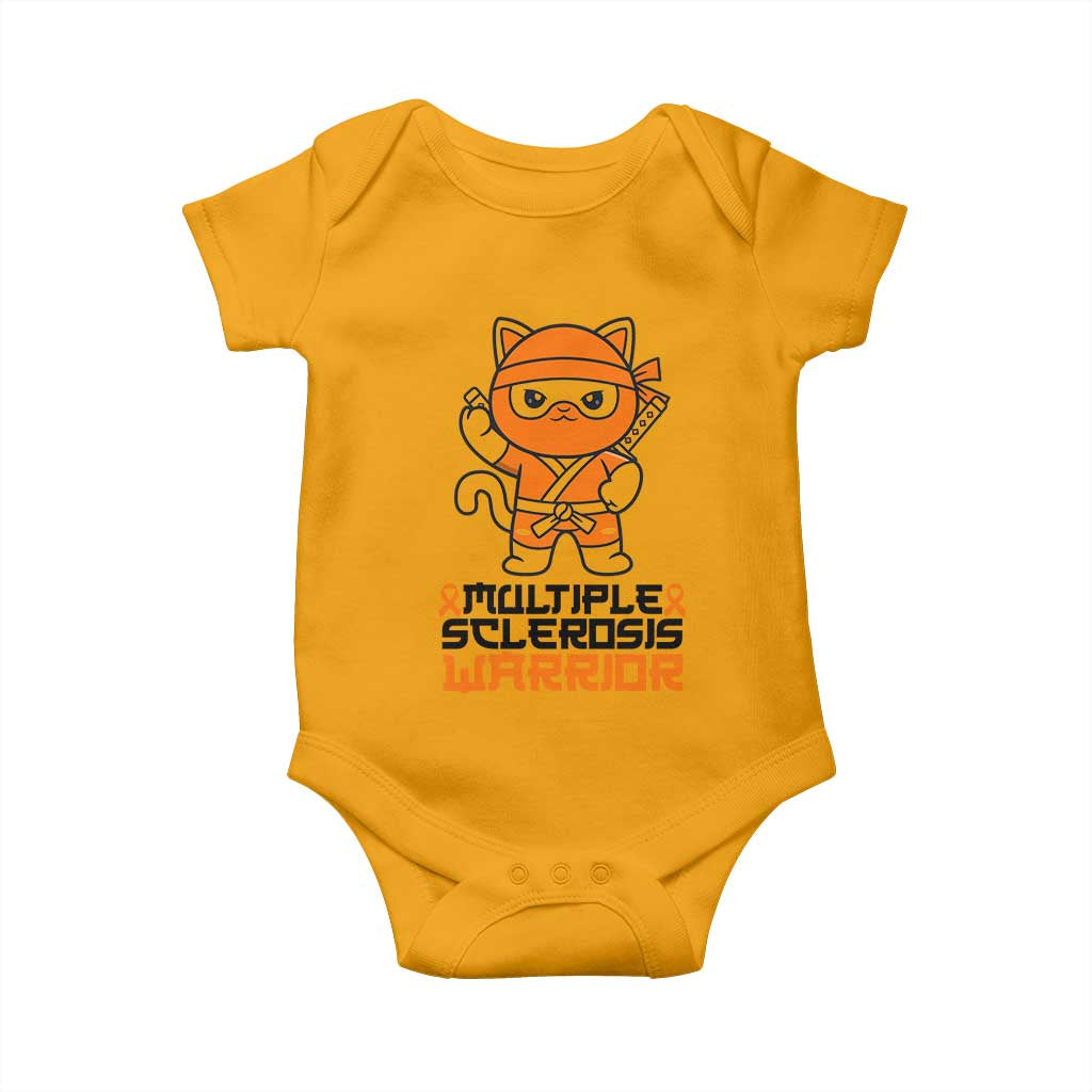 Multiple Sclerosis Support Baby Onesie Orange Ribbon MS Warrior Ninja