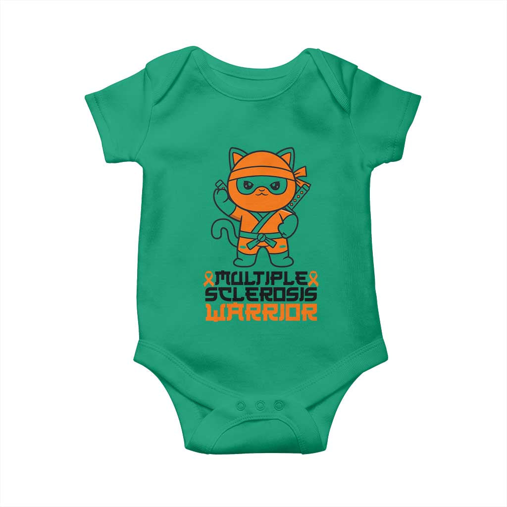 Multiple Sclerosis Support Baby Onesie Orange Ribbon MS Warrior Ninja