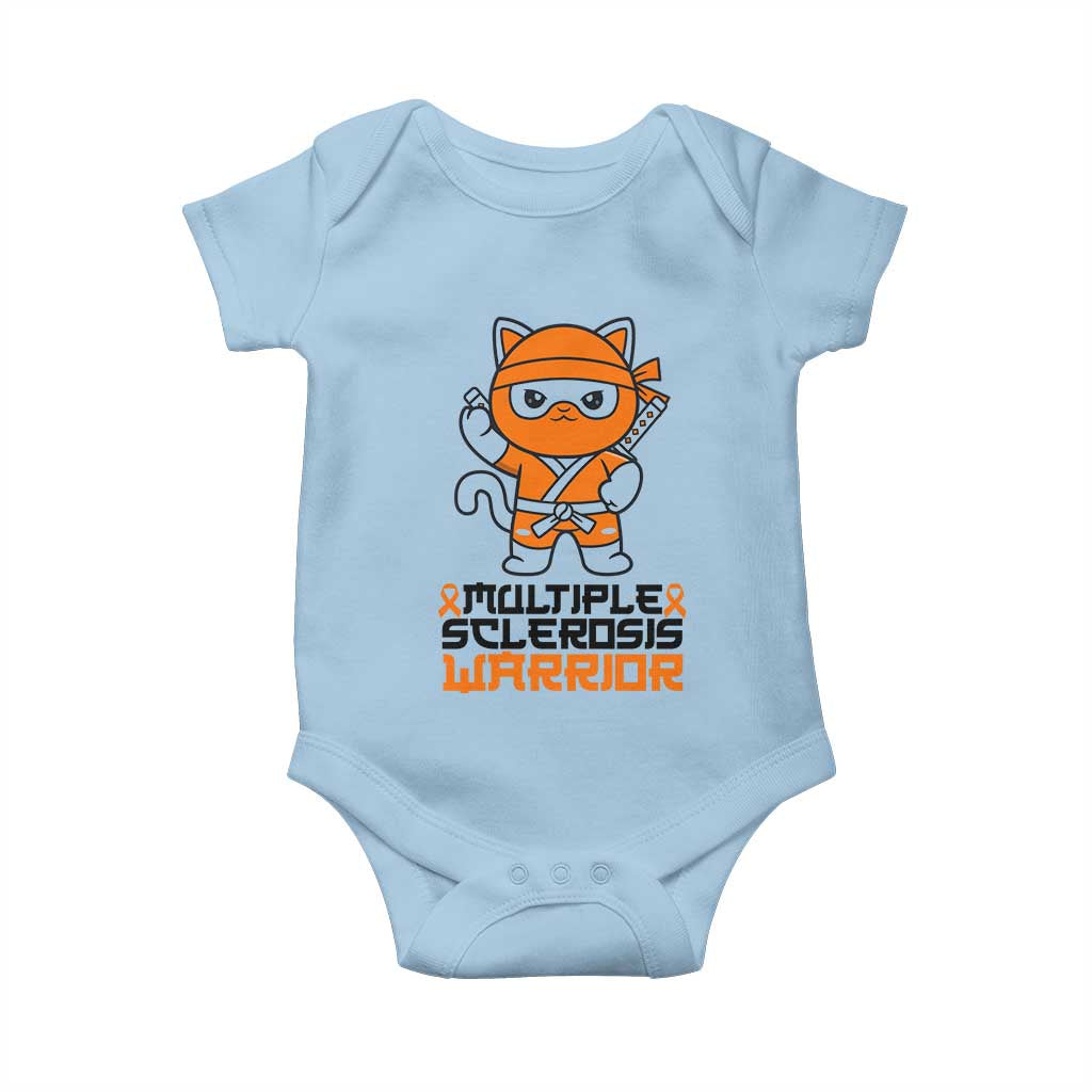 Multiple Sclerosis Support Baby Onesie Orange Ribbon MS Warrior Ninja