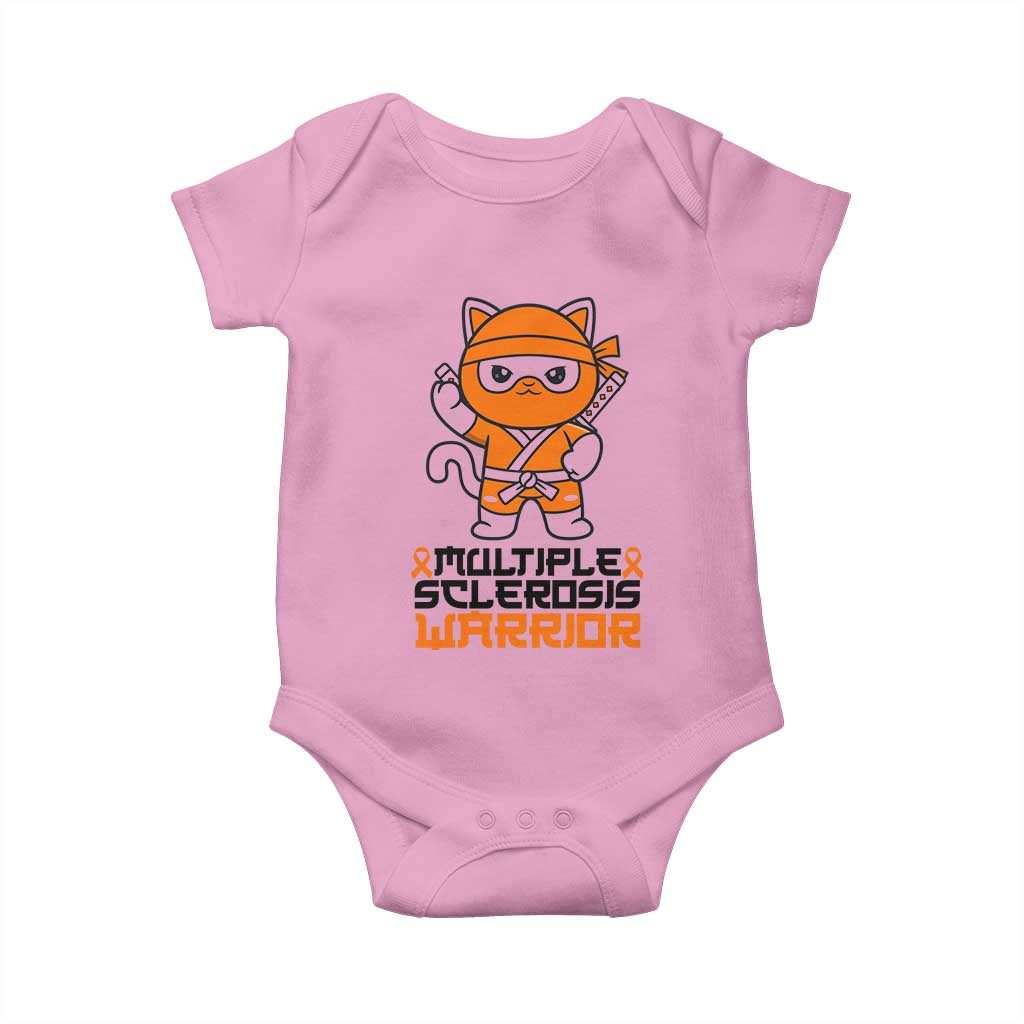 Multiple Sclerosis Support Baby Onesie Orange Ribbon MS Warrior Ninja