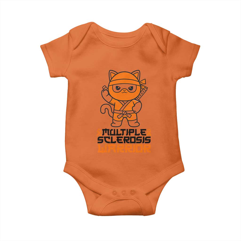 Multiple Sclerosis Support Baby Onesie Orange Ribbon MS Warrior Ninja