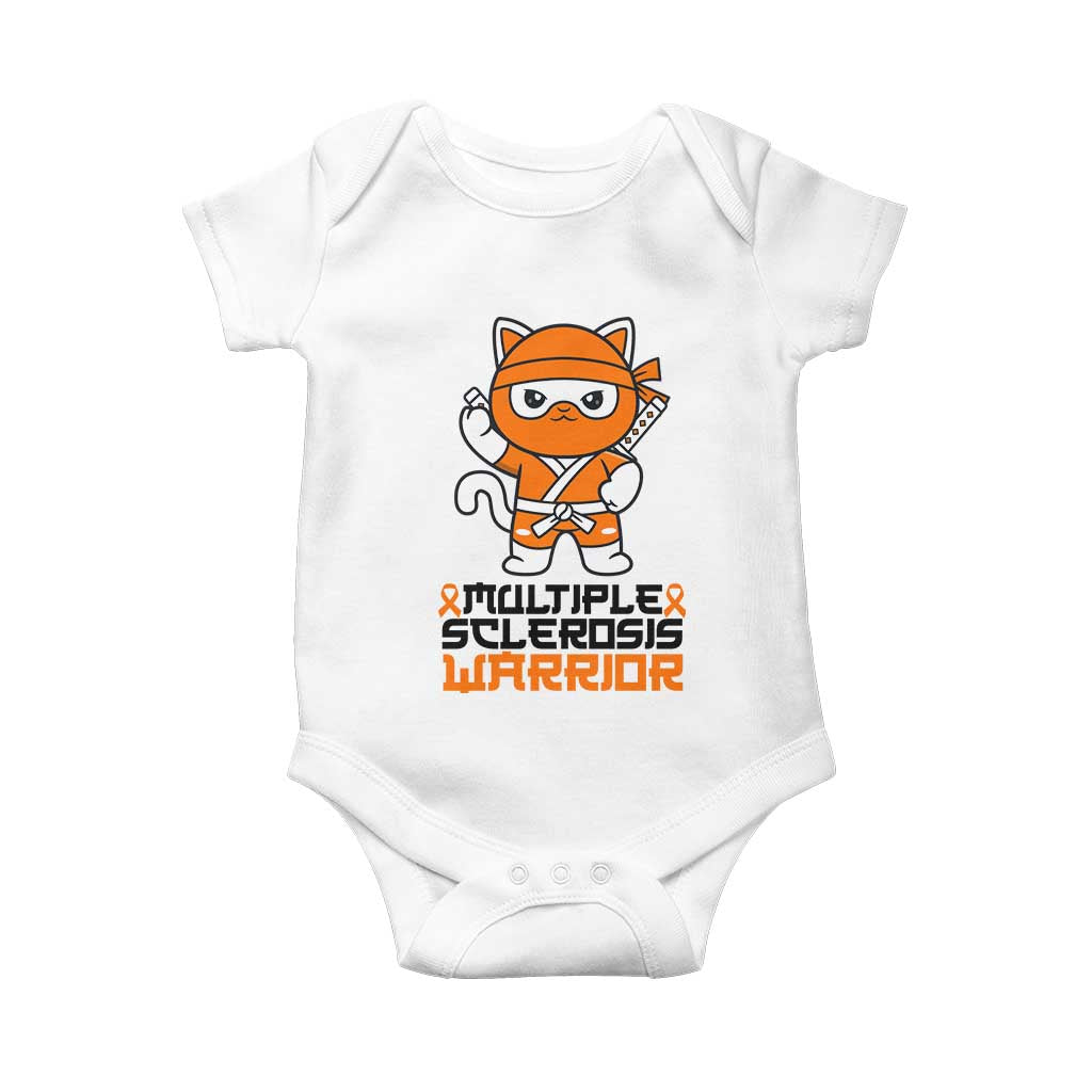 Multiple Sclerosis Support Baby Onesie Orange Ribbon MS Warrior Ninja