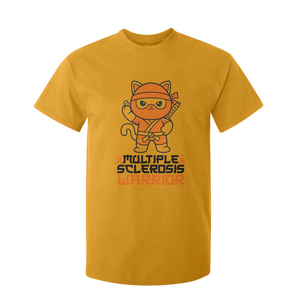 Multiple Sclerosis Support T Shirt For Kid Orange Ribbon MS Warrior Ninja