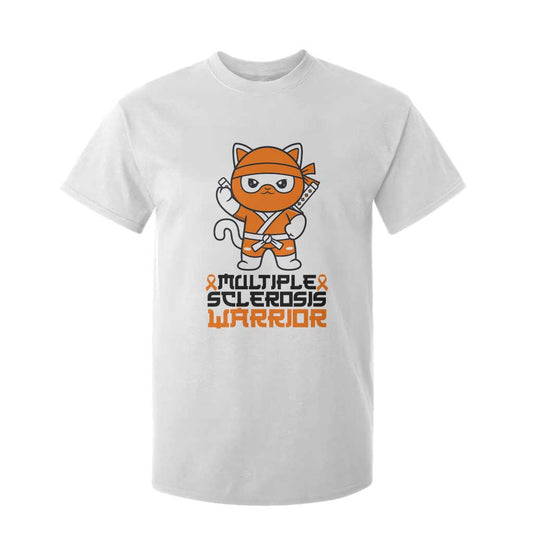 Multiple Sclerosis Support T Shirt For Kid Orange Ribbon MS Warrior Ninja