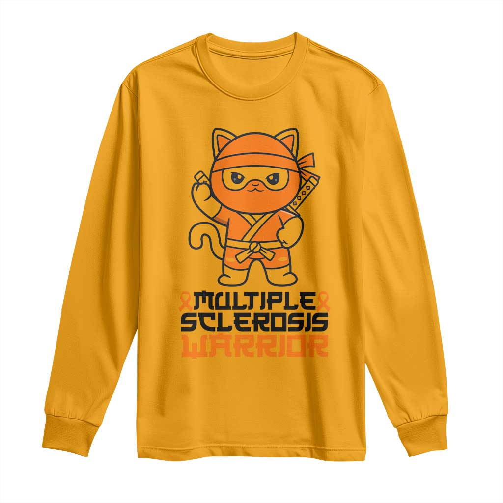 Multiple Sclerosis Support Long Sleeve Shirt Orange Ribbon MS Warrior Ninja