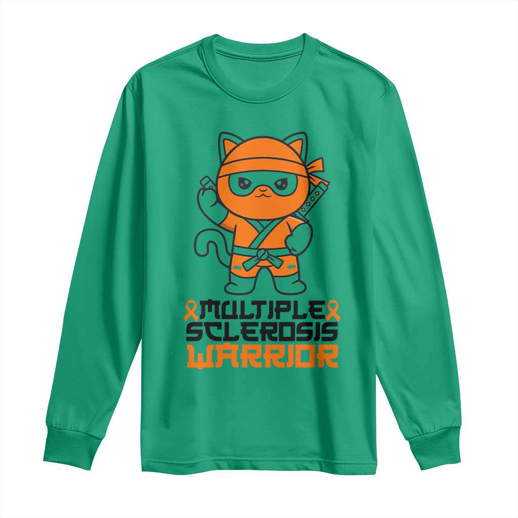 Multiple Sclerosis Support Long Sleeve Shirt Orange Ribbon MS Warrior Ninja