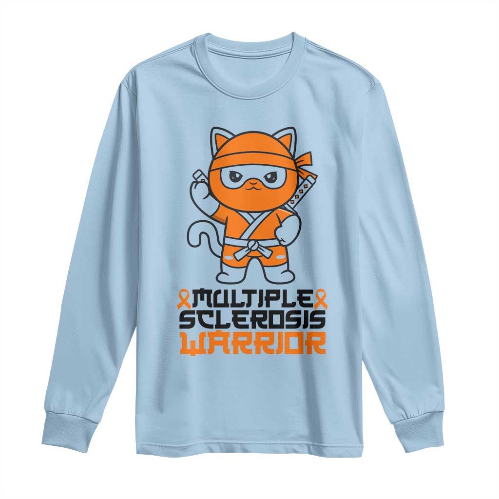 Multiple Sclerosis Support Long Sleeve Shirt Orange Ribbon MS Warrior Ninja