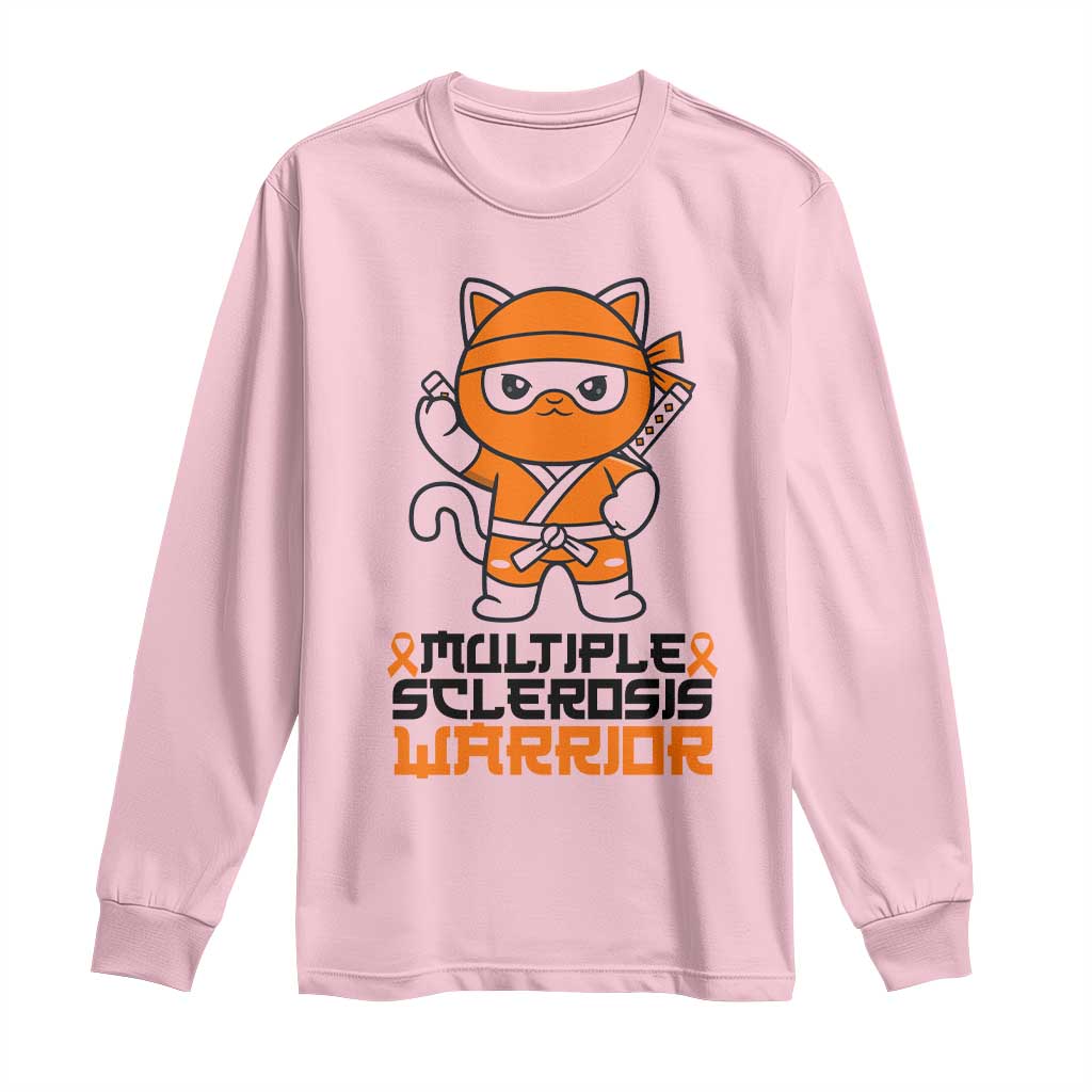 Multiple Sclerosis Support Long Sleeve Shirt Orange Ribbon MS Warrior Ninja