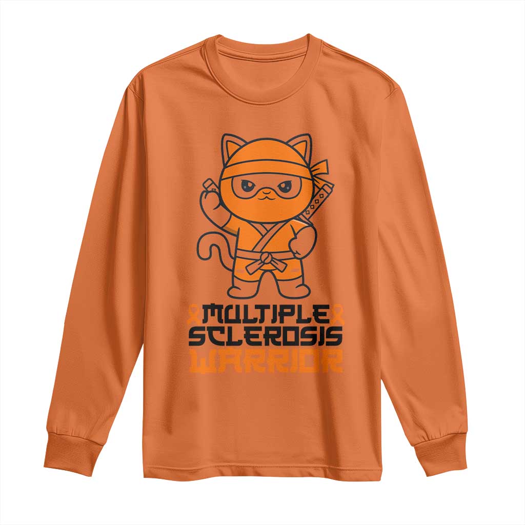 Multiple Sclerosis Support Long Sleeve Shirt Orange Ribbon MS Warrior Ninja