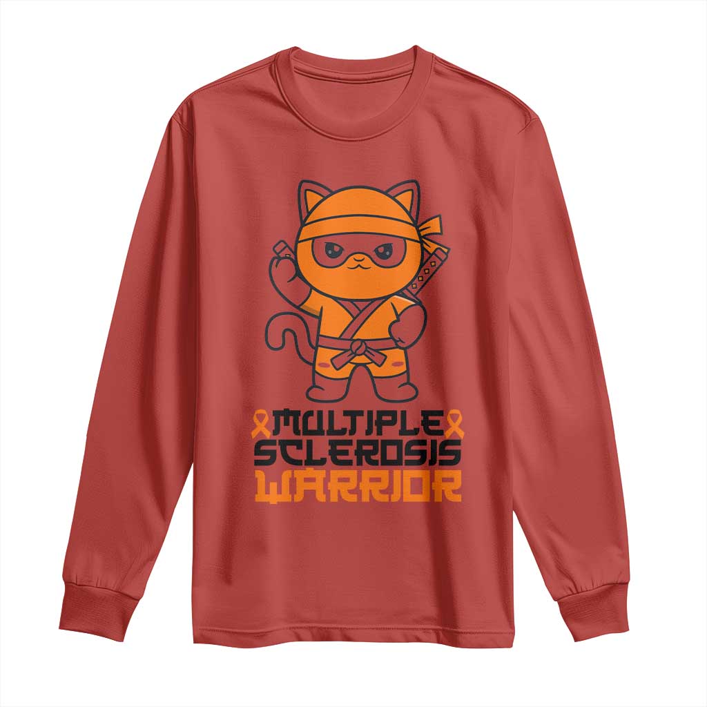 Multiple Sclerosis Support Long Sleeve Shirt Orange Ribbon MS Warrior Ninja
