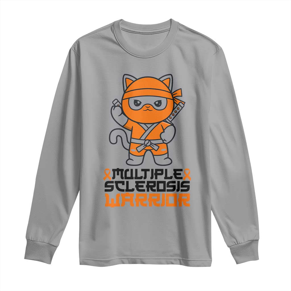 Multiple Sclerosis Support Long Sleeve Shirt Orange Ribbon MS Warrior Ninja