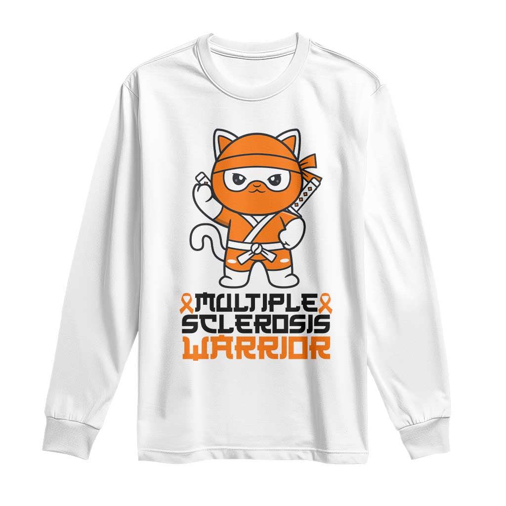 Multiple Sclerosis Support Long Sleeve Shirt Orange Ribbon MS Warrior Ninja