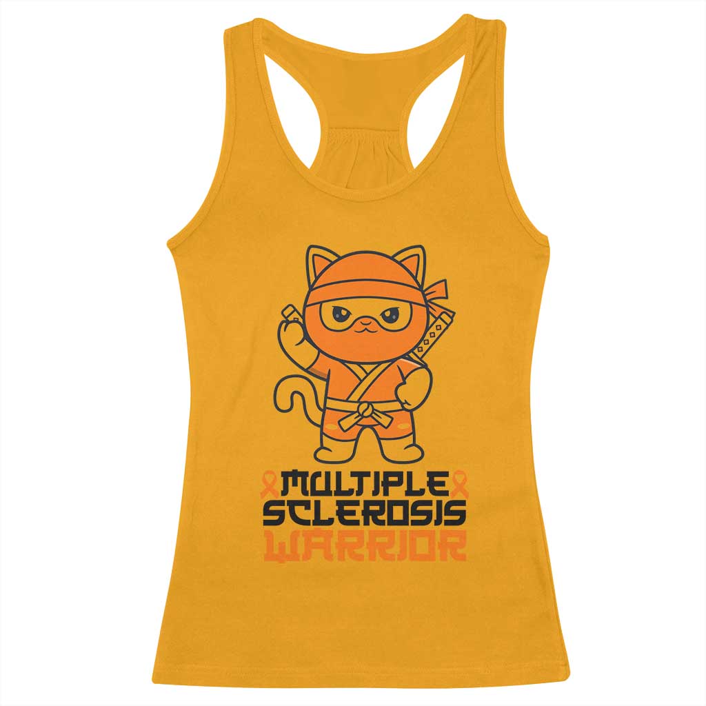 Multiple Sclerosis Support Racerback Tank Top Orange Ribbon MS Warrior Ninja