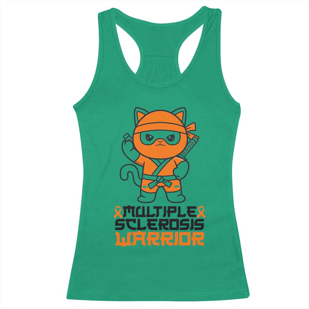 Multiple Sclerosis Support Racerback Tank Top Orange Ribbon MS Warrior Ninja