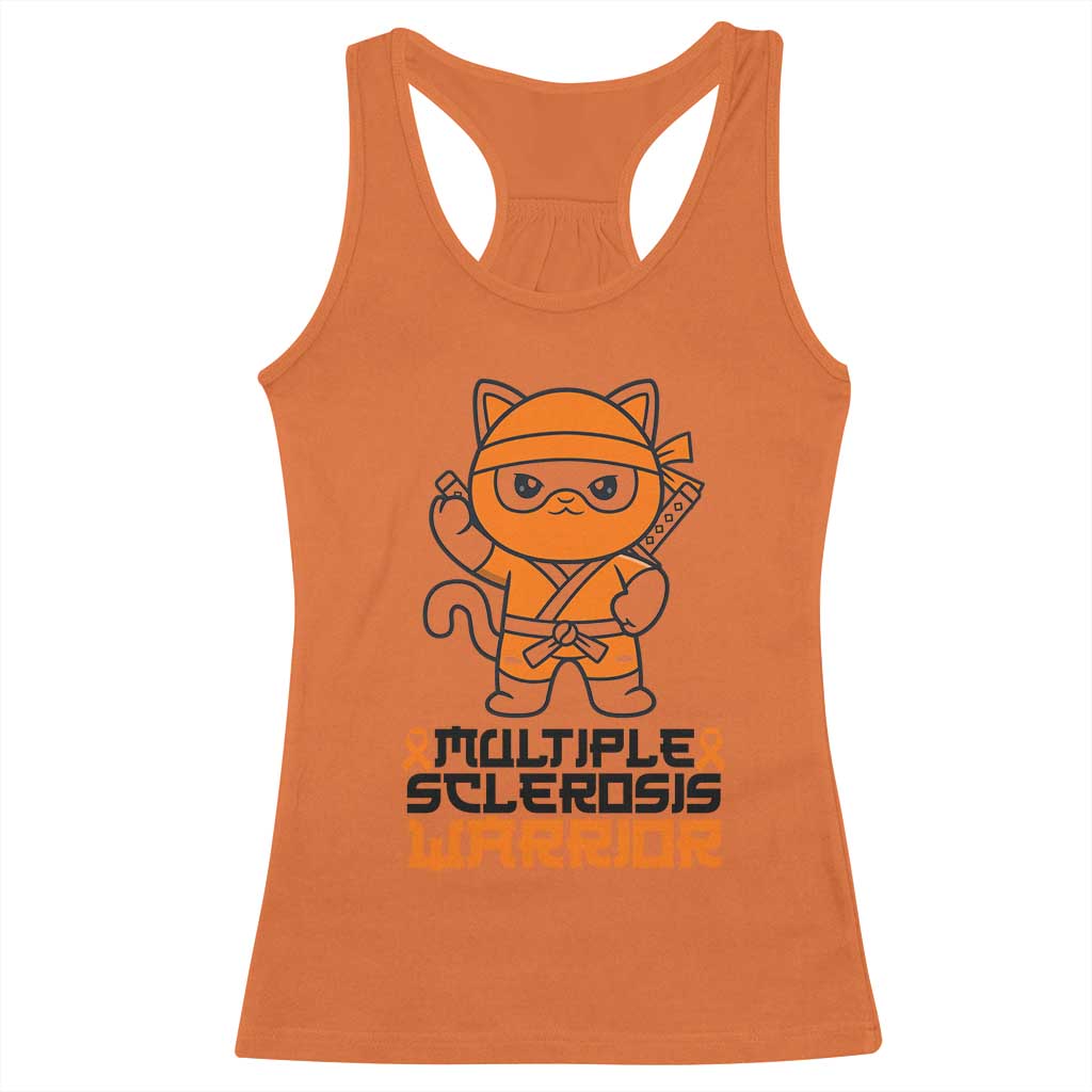 Multiple Sclerosis Support Racerback Tank Top Orange Ribbon MS Warrior Ninja