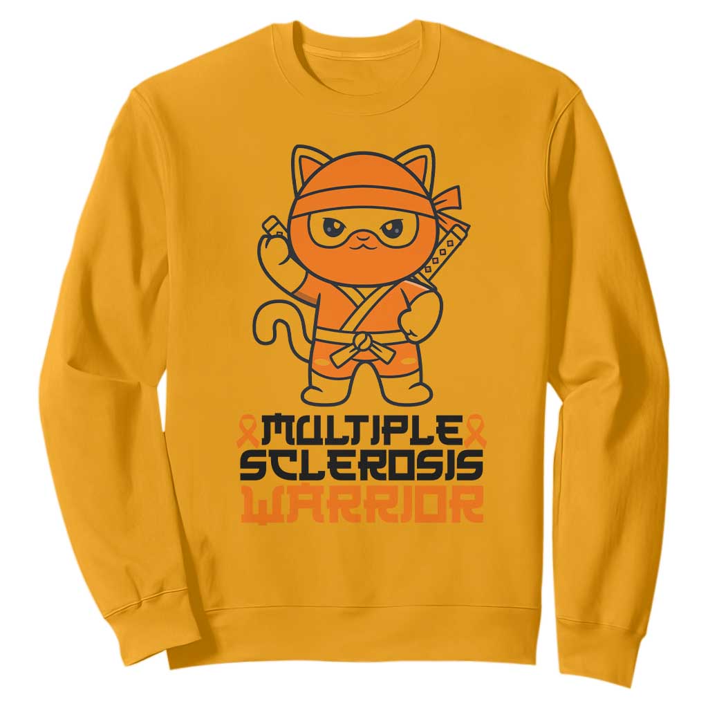 Multiple Sclerosis Support Sweatshirt Orange Ribbon MS Warrior Ninja