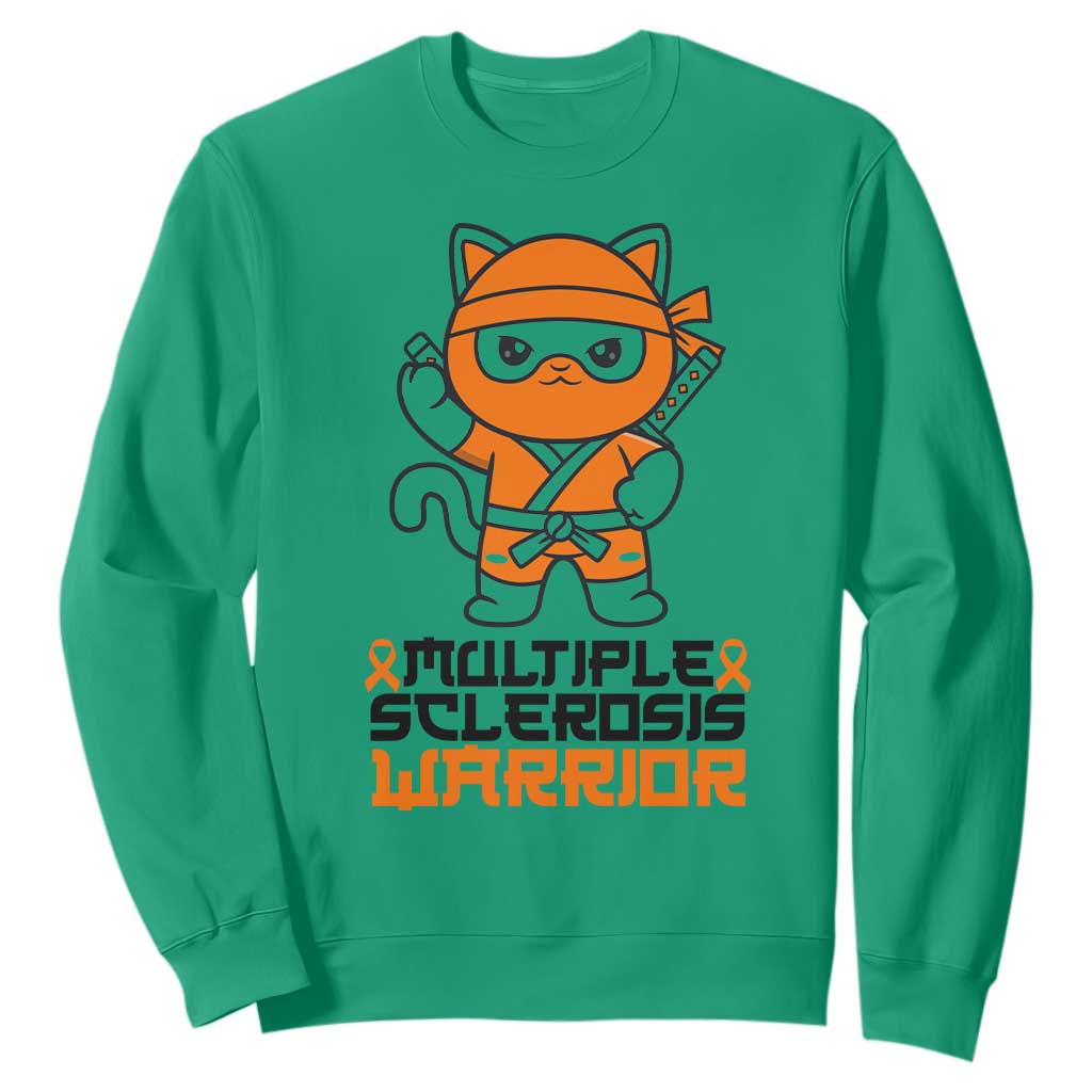 Multiple Sclerosis Support Sweatshirt Orange Ribbon MS Warrior Ninja
