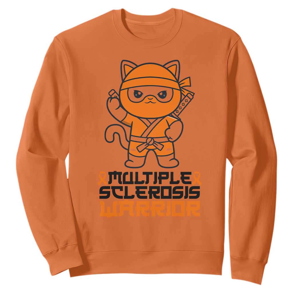 Multiple Sclerosis Support Sweatshirt Orange Ribbon MS Warrior Ninja