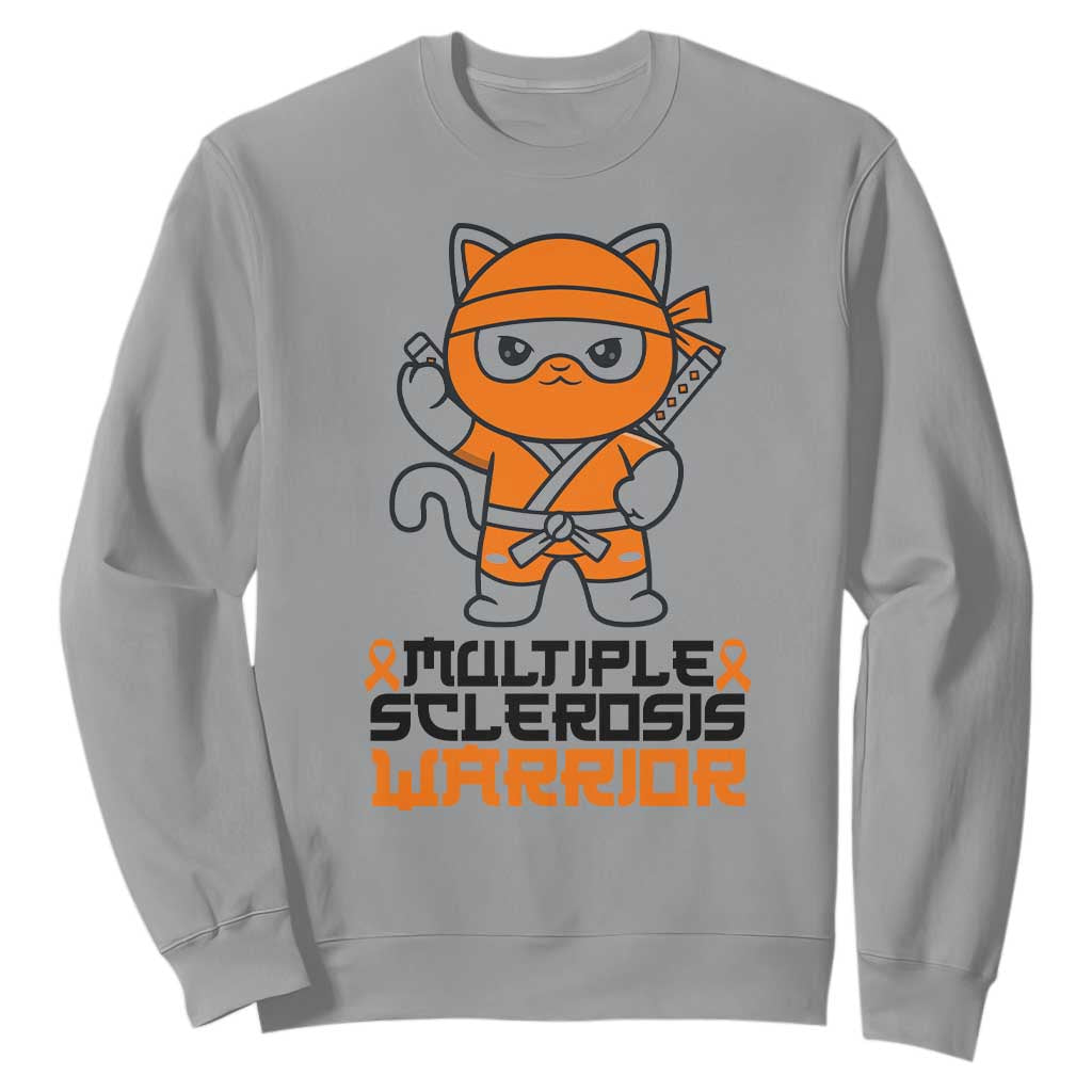 Multiple Sclerosis Support Sweatshirt Orange Ribbon MS Warrior Ninja