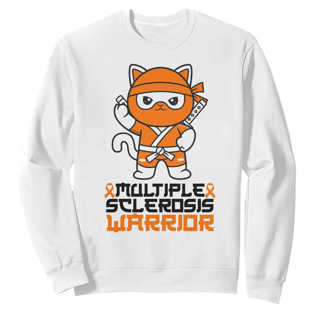 Multiple Sclerosis Support Sweatshirt Orange Ribbon MS Warrior Ninja