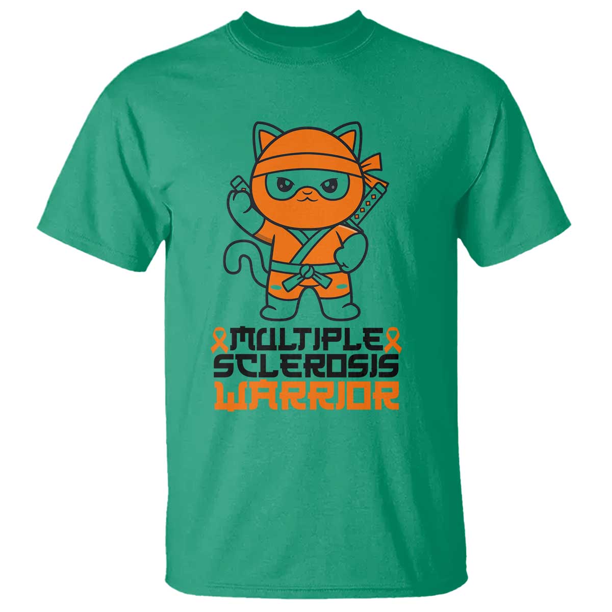 Multiple Sclerosis Support T Shirt Orange Ribbon MS Warrior Ninja