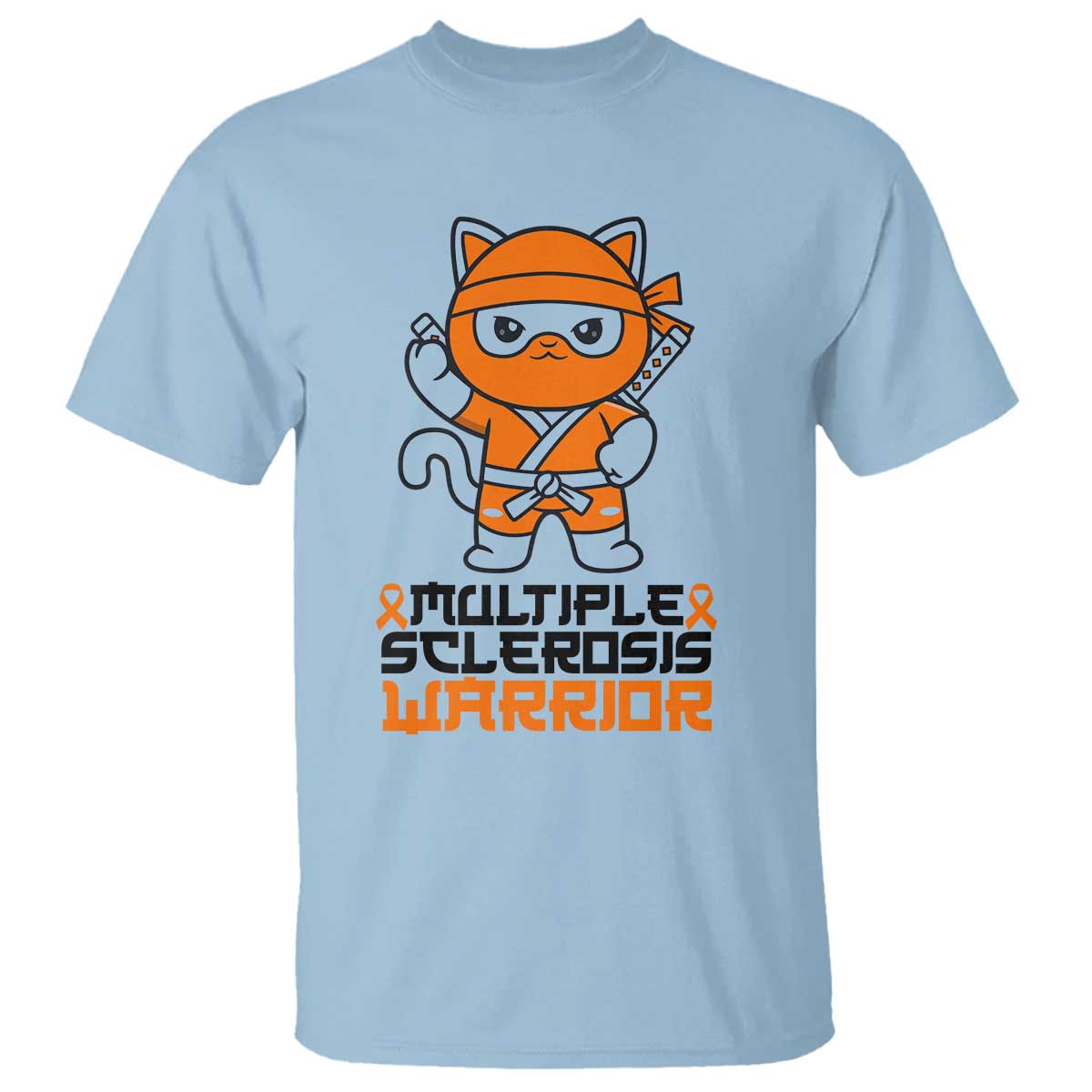 Multiple Sclerosis Support T Shirt Orange Ribbon MS Warrior Ninja