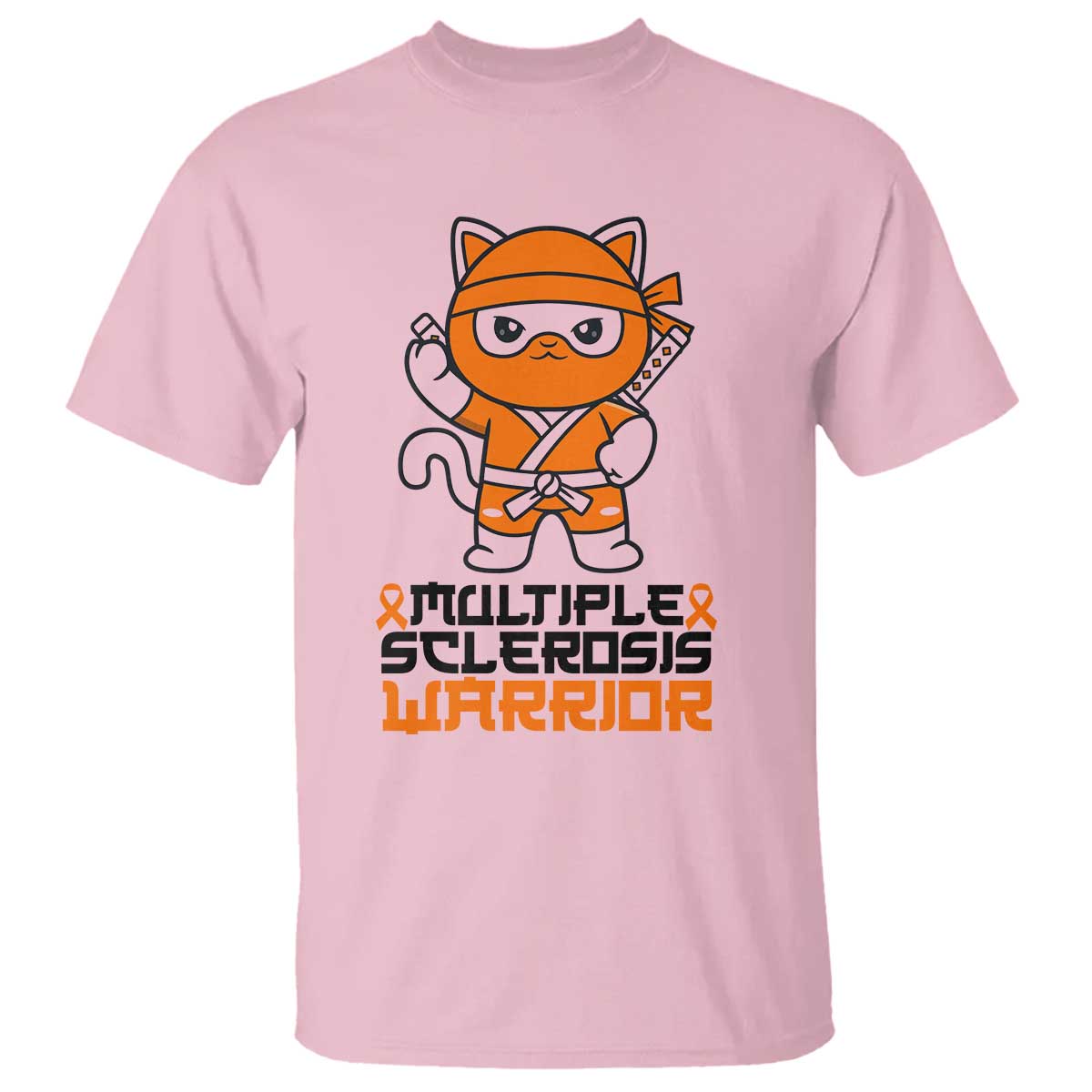 Multiple Sclerosis Support T Shirt Orange Ribbon MS Warrior Ninja