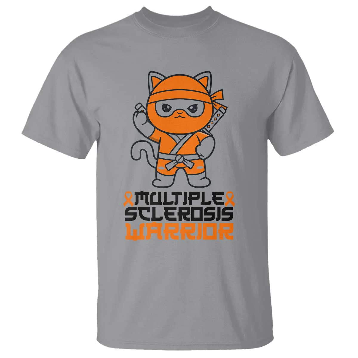 Multiple Sclerosis Support T Shirt Orange Ribbon MS Warrior Ninja