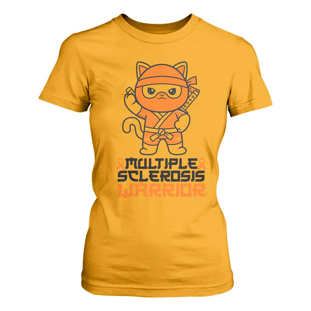 Multiple Sclerosis Support T Shirt For Women Orange Ribbon MS Warrior Ninja