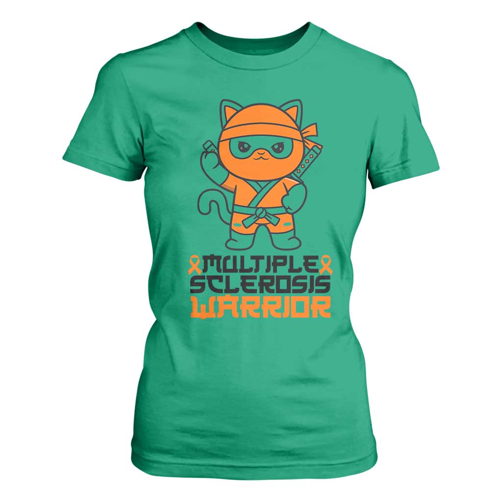 Multiple Sclerosis Support T Shirt For Women Orange Ribbon MS Warrior Ninja