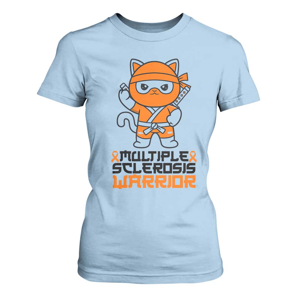 Multiple Sclerosis Support T Shirt For Women Orange Ribbon MS Warrior Ninja