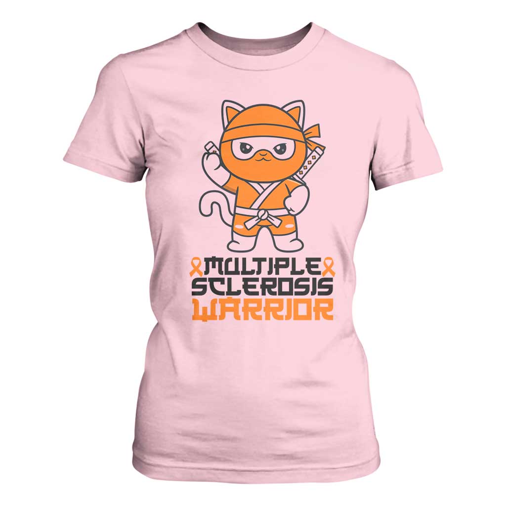 Multiple Sclerosis Support T Shirt For Women Orange Ribbon MS Warrior Ninja