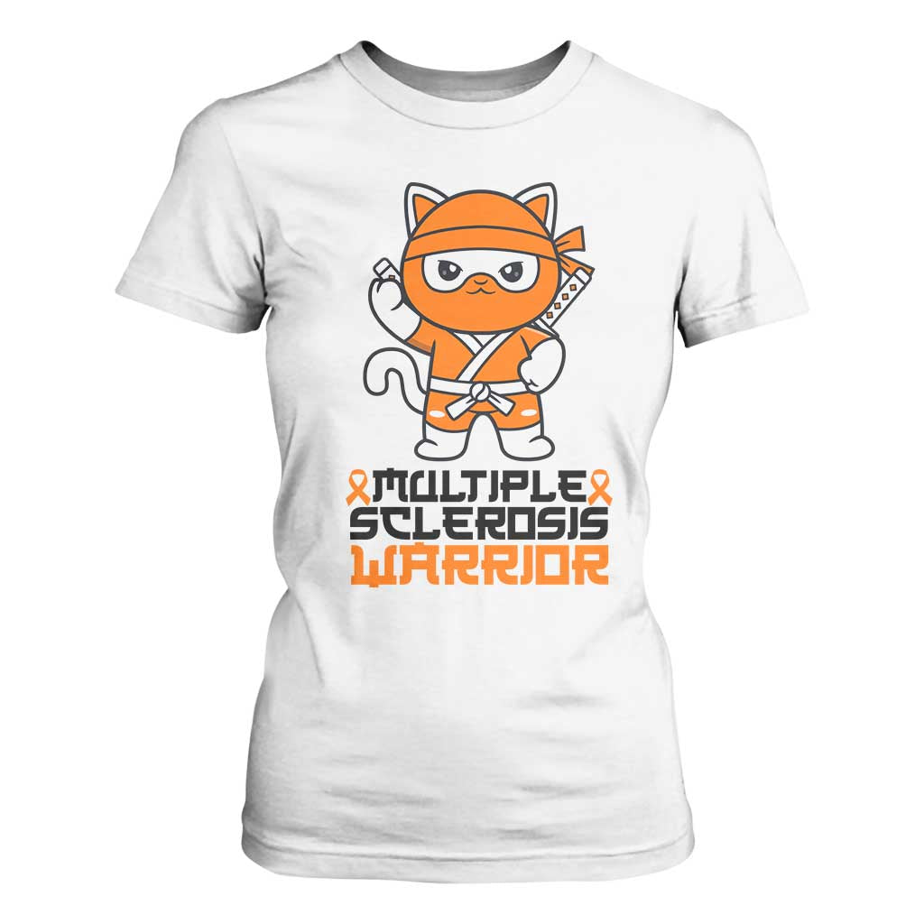 Multiple Sclerosis Support T Shirt For Women Orange Ribbon MS Warrior Ninja