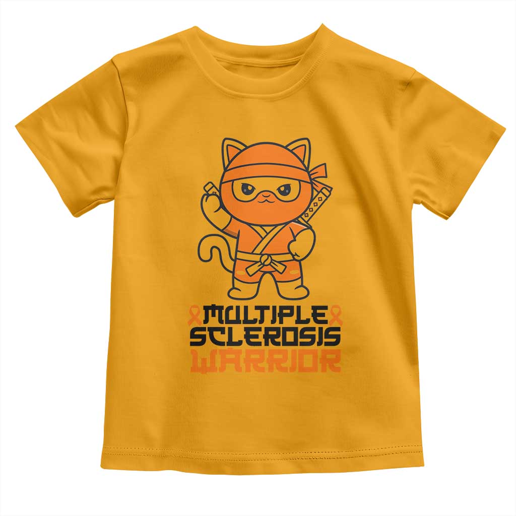 Multiple Sclerosis Support Toddler T Shirt Orange Ribbon MS Warrior Ninja