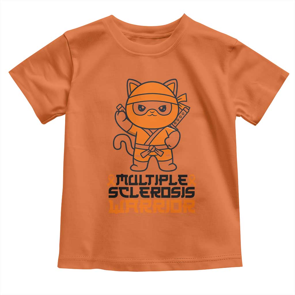 Multiple Sclerosis Support Toddler T Shirt Orange Ribbon MS Warrior Ninja