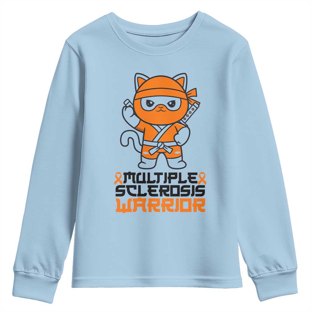 Multiple Sclerosis Support Youth Sweatshirt Orange Ribbon MS Warrior Ninja