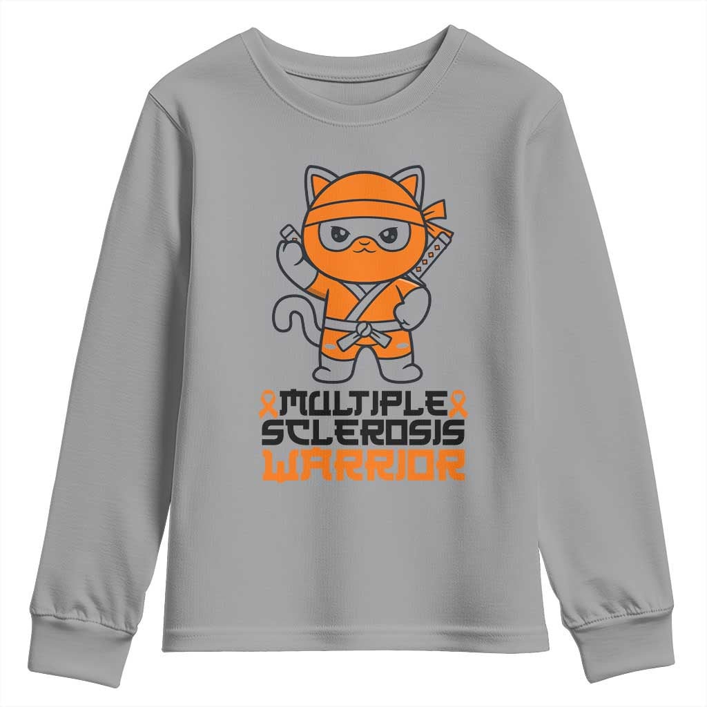 Multiple Sclerosis Support Youth Sweatshirt Orange Ribbon MS Warrior Ninja