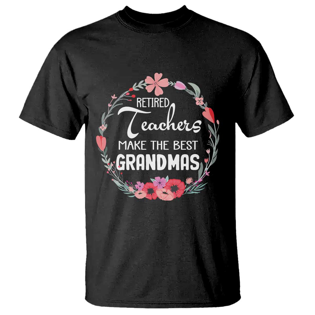 retired-teacher-t-shirt-floral-for-grandmas-retirement