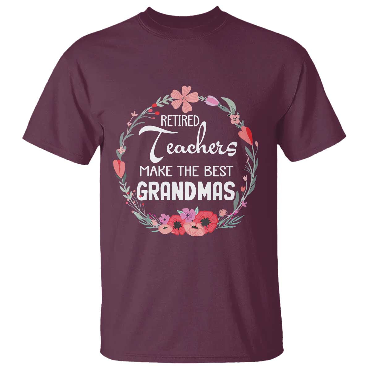 retired-teacher-t-shirt-floral-for-grandmas-retirement