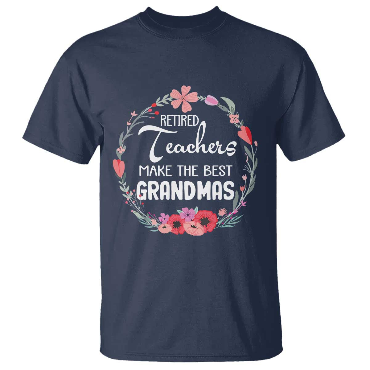 retired-teacher-t-shirt-floral-for-grandmas-retirement