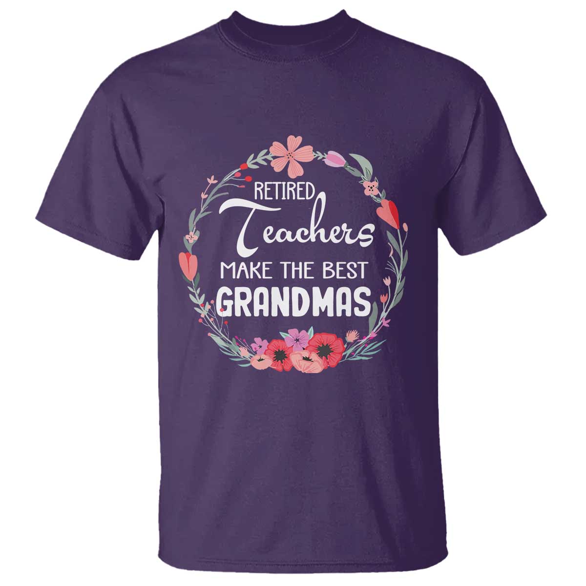 retired-teacher-t-shirt-floral-for-grandmas-retirement